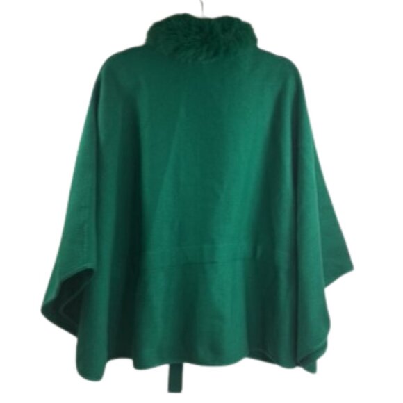 Boston Proper Faux Fur Tie Waist Poncho Size S/M NWOT Christmas Green - Picture 6 of 12